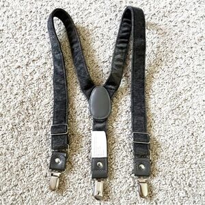 Boys Gray Suspenders Braces Velvet Feel Y-Back Preppy Wedding Silver Clip